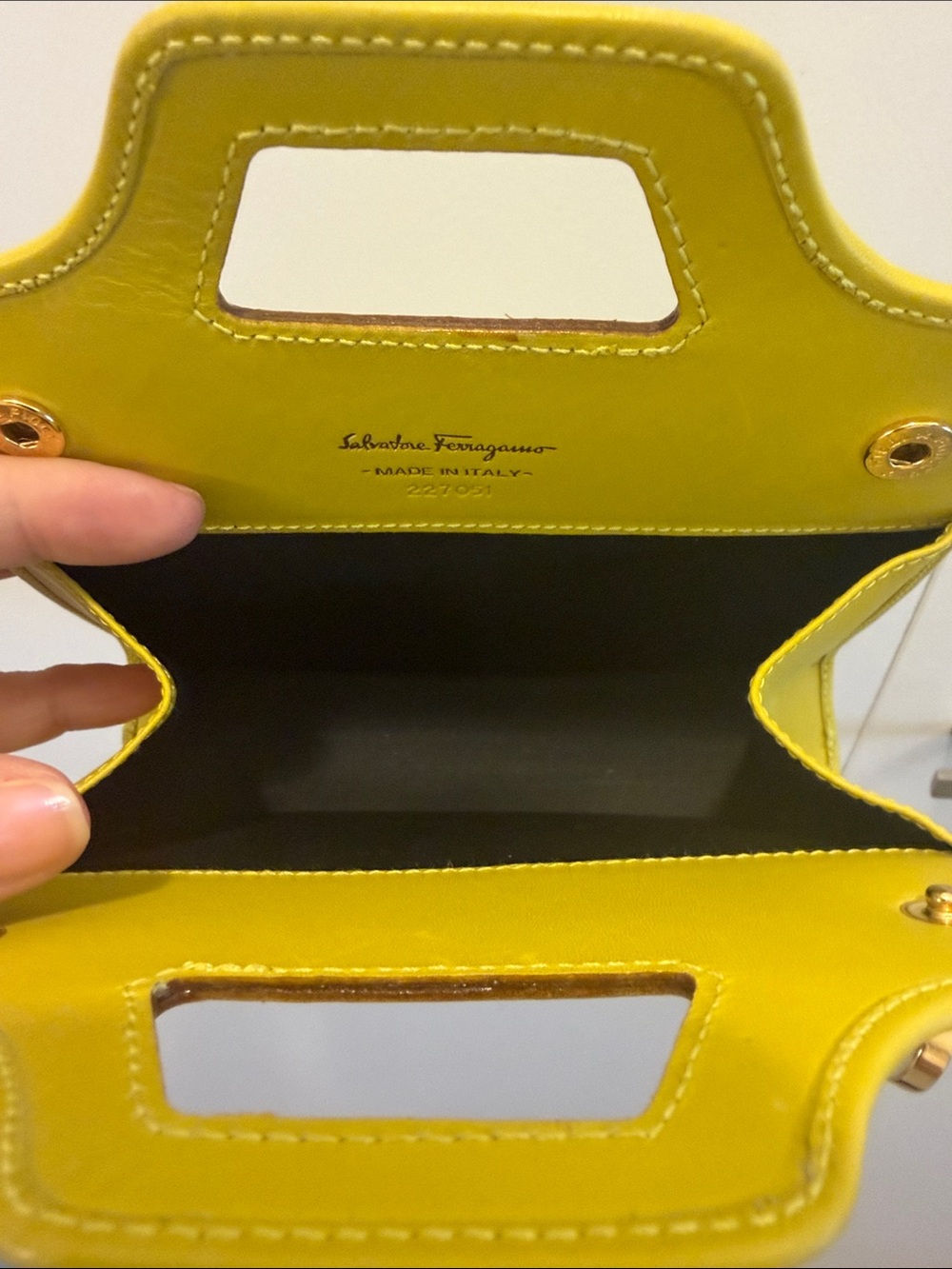 Salvatore Ferragamo Yellow Mini Top-Handle Bag with Gold Hardware - Picture 4 of 10